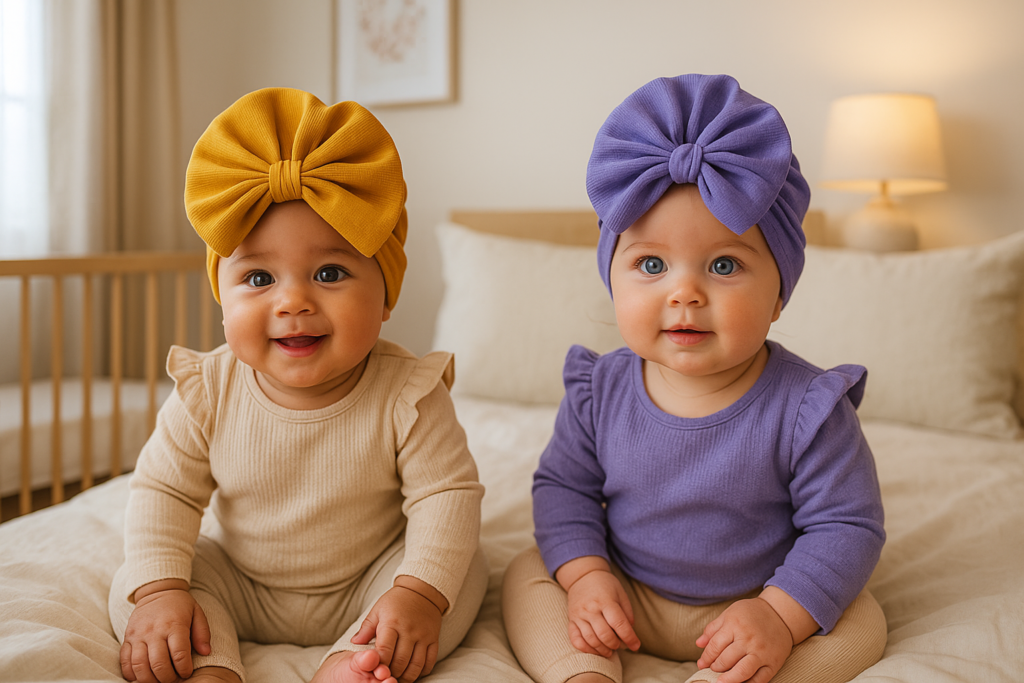 sunlit nursery with adorable twins