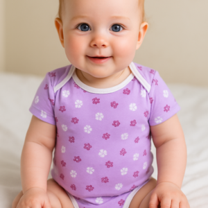 Purple Printed soft Jercy Rompers for Girls Premium Quality