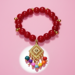 Red Acrylic Beads Golden Charm Korean style Bracelet for girls